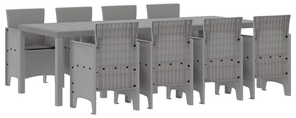 Conjunto de Jantar ao Ar Livre 9 pcs Branco 250 x 100 x 73 cm