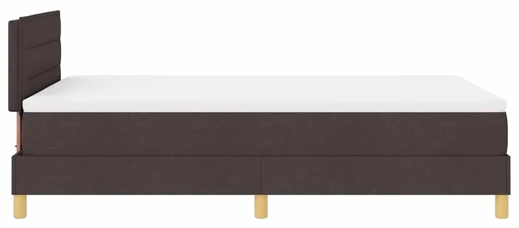 Cama Box Spring com Colchão e LED Castanha Escura 120x200 cm Tecido