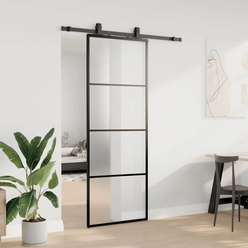 Porta deslizante c/ conj. ferragens 76x205cm vidro ESG preto