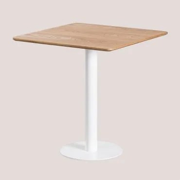 Mesa De Bar Quadrada Em Chapa De Freixo Frappe ↔︎ 70 Cm & Branco - Sklum