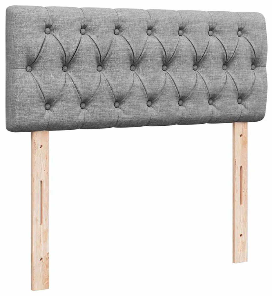 Cama otomana com colchão 120x190 cm tecido cinzento claro