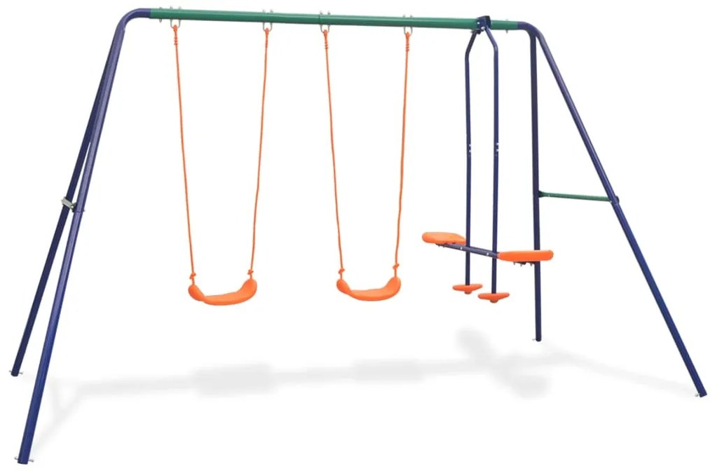 91358 vidaXL Conjunto de baloiços com 4 lugares laranja