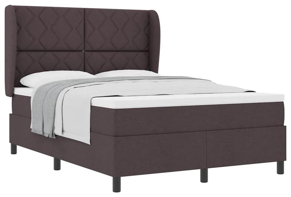 Cama Box com colchão - Marrom escuro - 140x200 cm, tecido