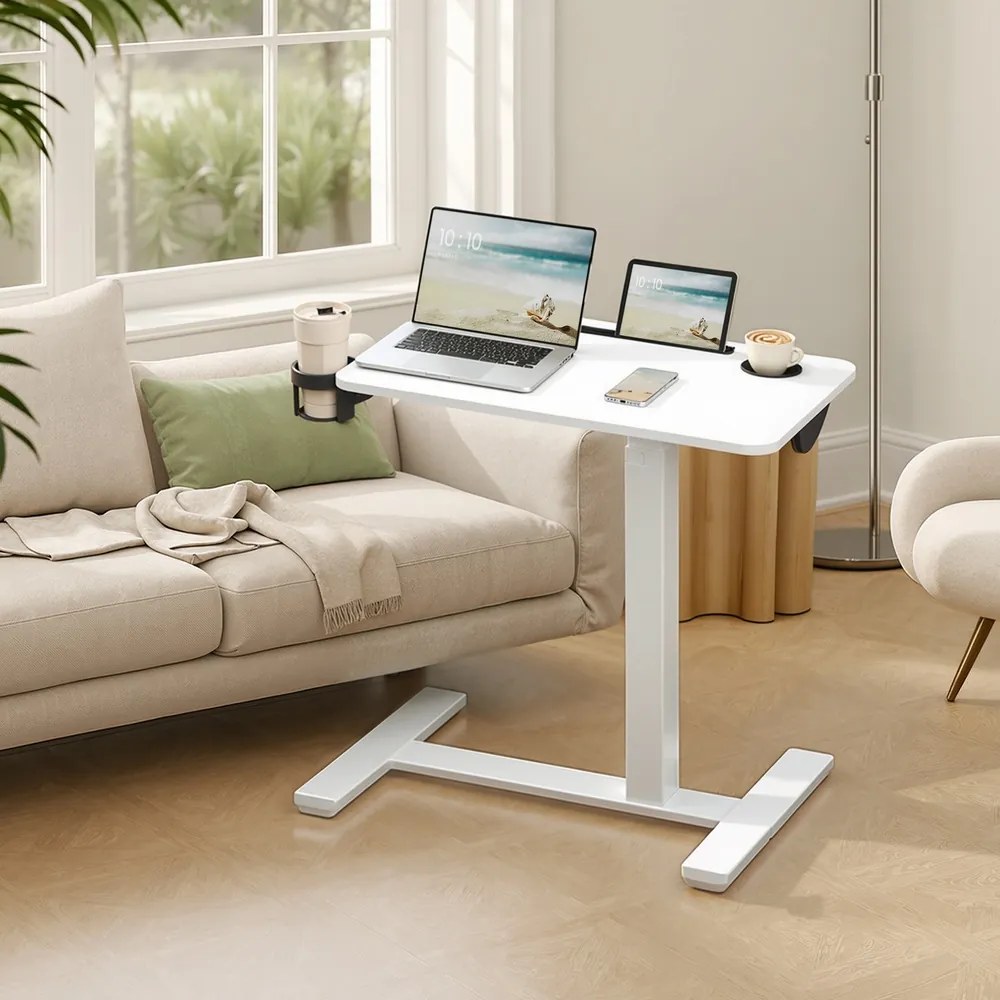 Mesa alta, mesa apoio com rodas para computador 70 x 40 x (65-102) cm branca