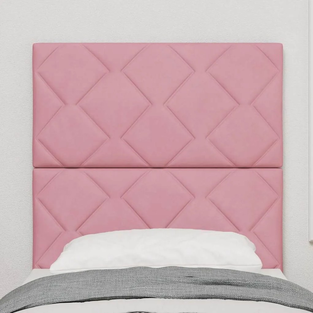 Cabeceira LED Blocos de Diamante Rosa 80 cm em Veludo