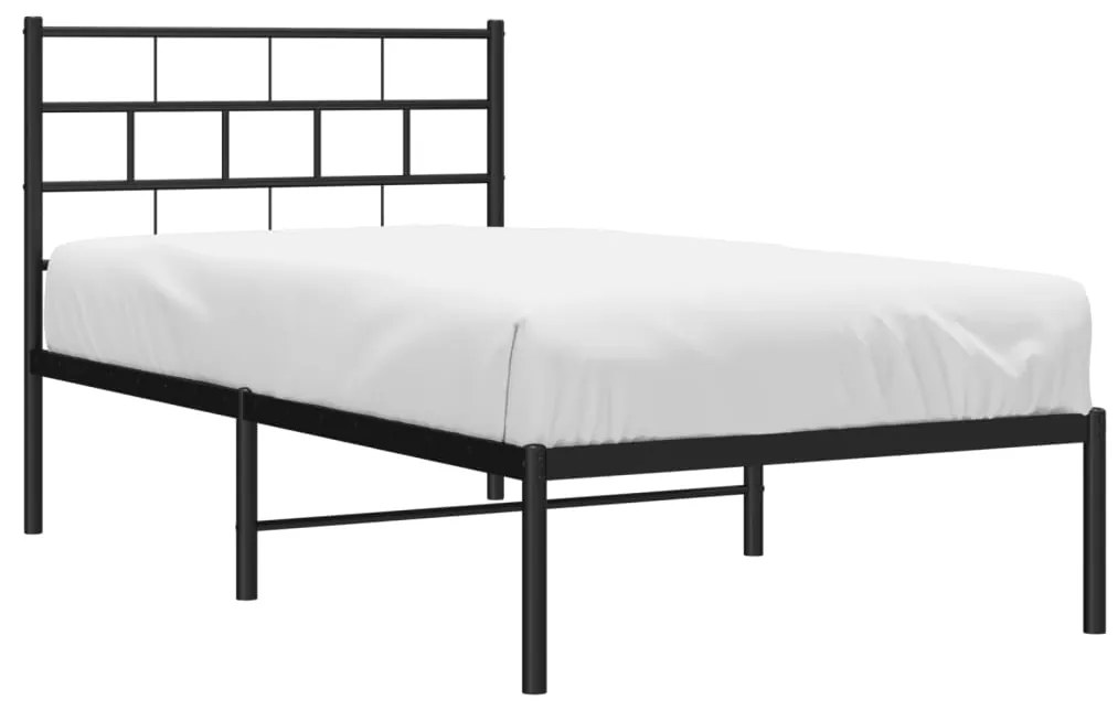 Estrutura de cama com cabeceira 80x200 cm metal preto