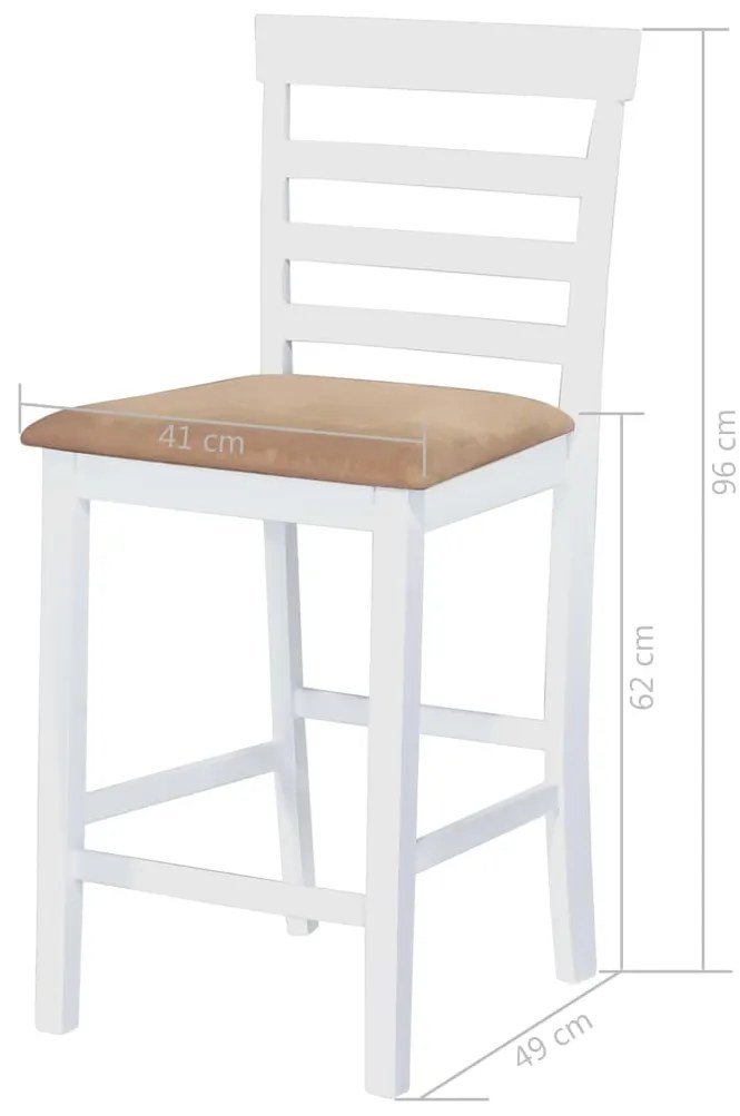 Mesa e cadeiras de bar 3 pcs madeira maciça castanho e branco