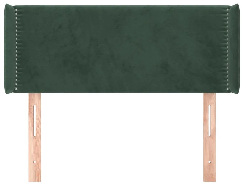 Cabeceira de cama c/ abas veludo 83x16x78/88 cm verde-escuro