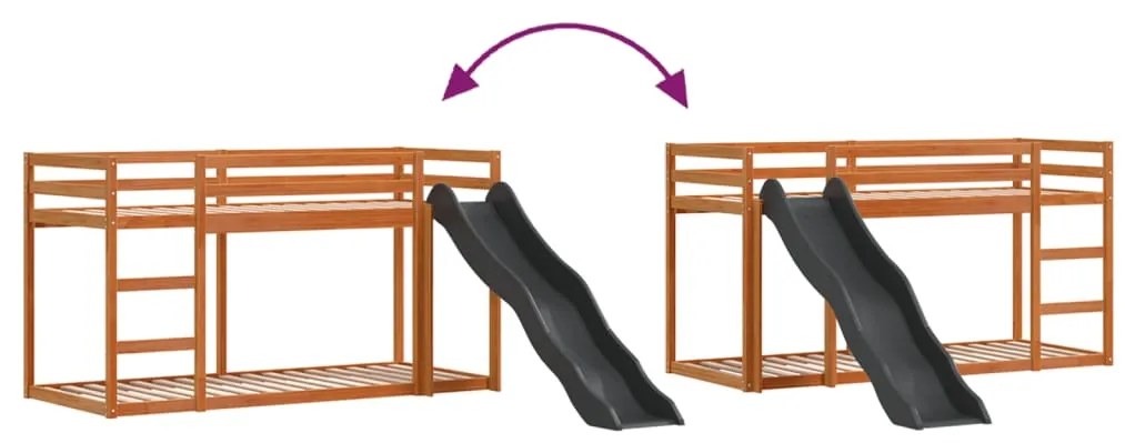 Beliche com escorrega e escada pinho maciço castanho-mel