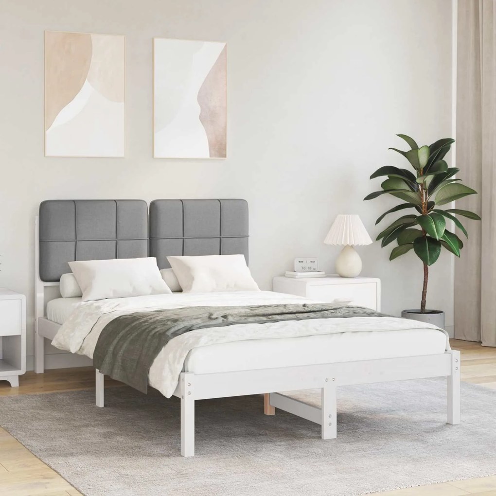 vidaXL Estrutura de Cama com Cabeceira Estofada Cinzento-claro