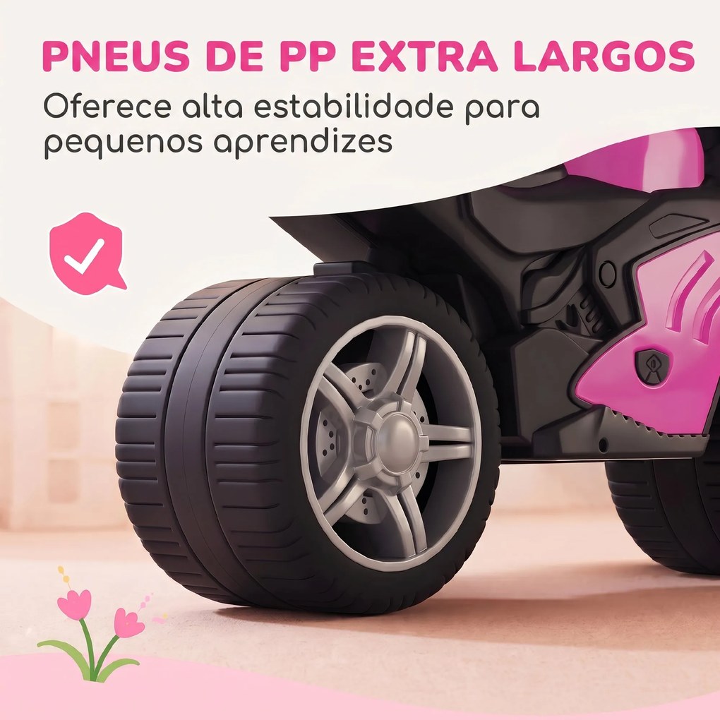 Mota de Equilíbrio Infantil sem Pedais com Música e Rodas Extra Largas para Crianças dos 18–36 Meses Rosa