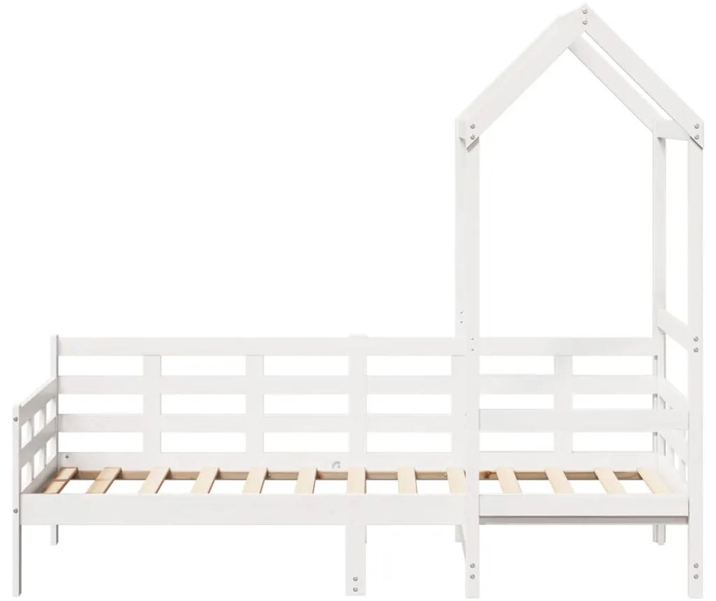 Sofá-cama com telhado 90x200 cm madeira de pinho maciça branco