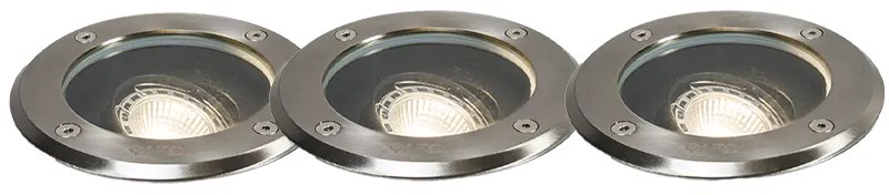 Conjunto de 3 projetores de chão para exterior em aço ajustáveis IP65 - Delux