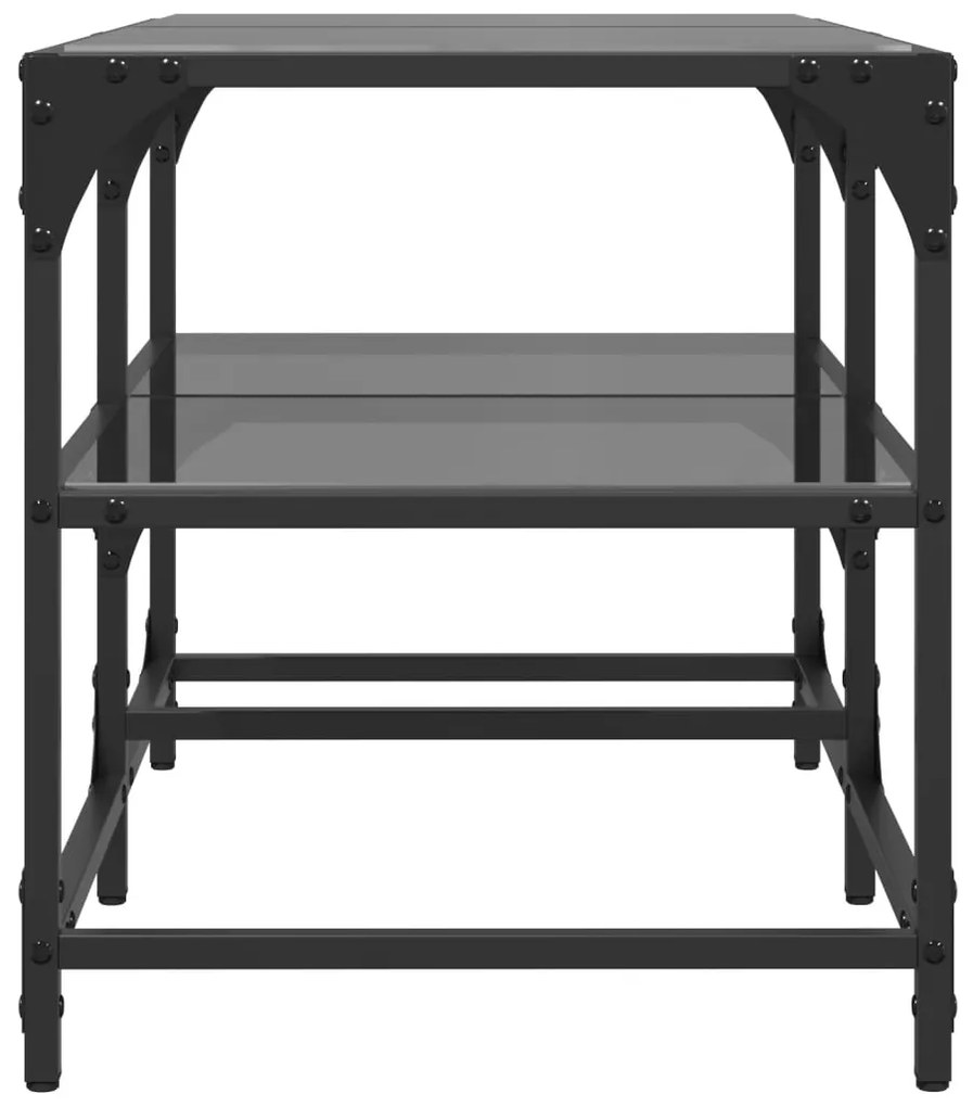Mesa de centro com topo em vidro preto 78,5x40x45 cm aço