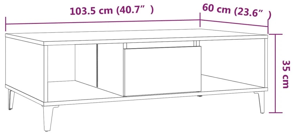 Mesa de centro derivados de madeira carvalho castanho