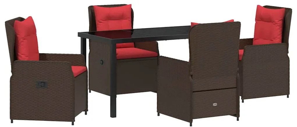 Conjunto de Jantar para Jardim 5 Peças em Rattan Sintético Marrom