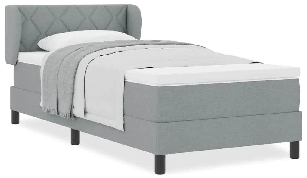Cama Box com Colchão vidaXL Cinza Claro 90x190 cm Tecido