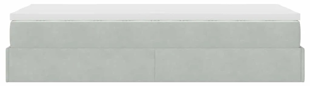 Estrutura cama otomana colchão 80x200 cm veludo cinzento claro