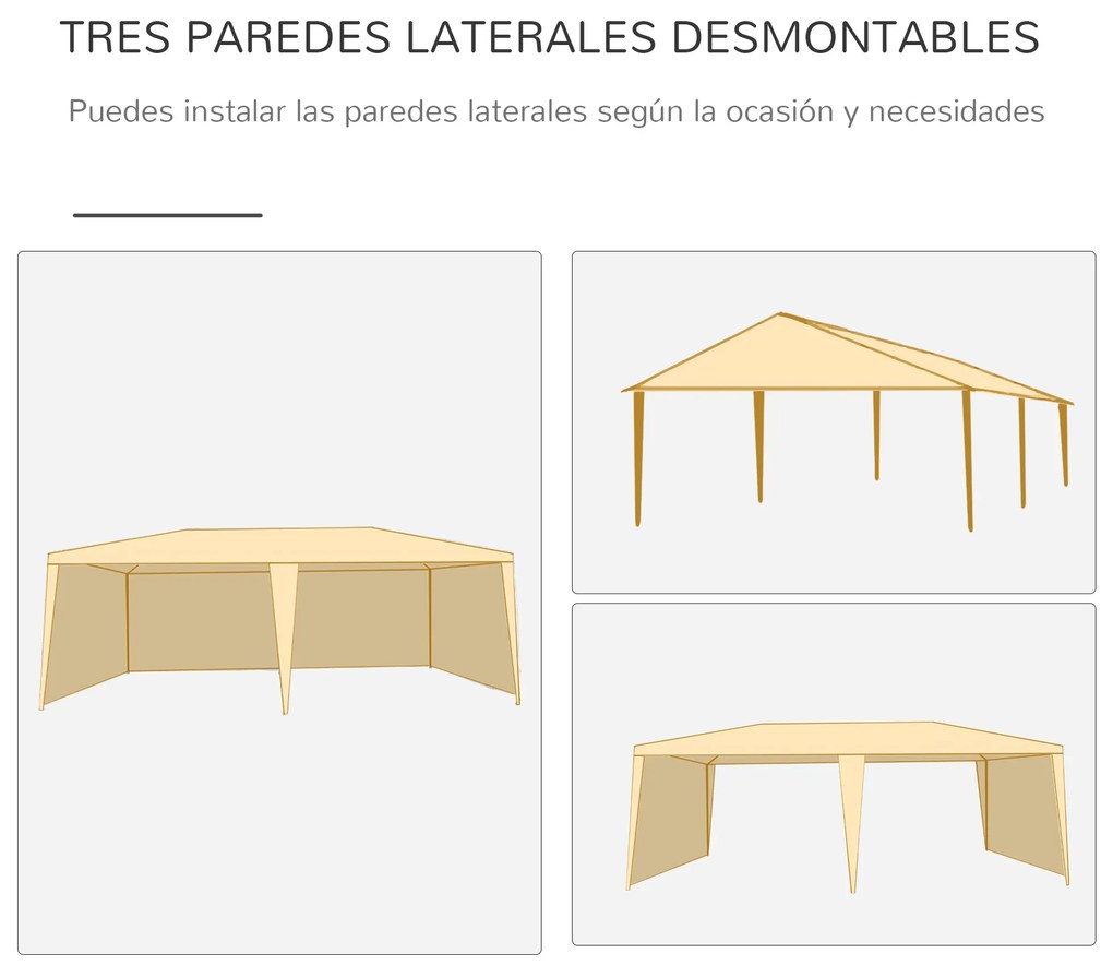 Outsunny Tenda para Festas 5,83x2,95x5,55m com 4 Paredes Laterais e 2 Janelas Tenda de Exterior com Estrutura de Aço para Festas Eventos Casamentos Branco