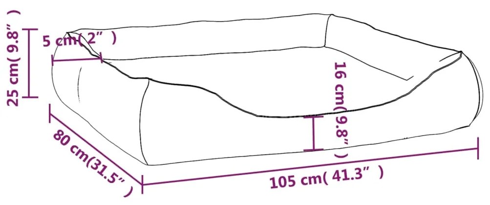 Cama para cães 105x80x25 cm couro artificial preto e castanho