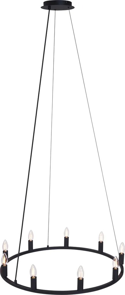 Candeeiro suspenso inteligente preto 9 luzes incluindo WiFi C35 - Knight