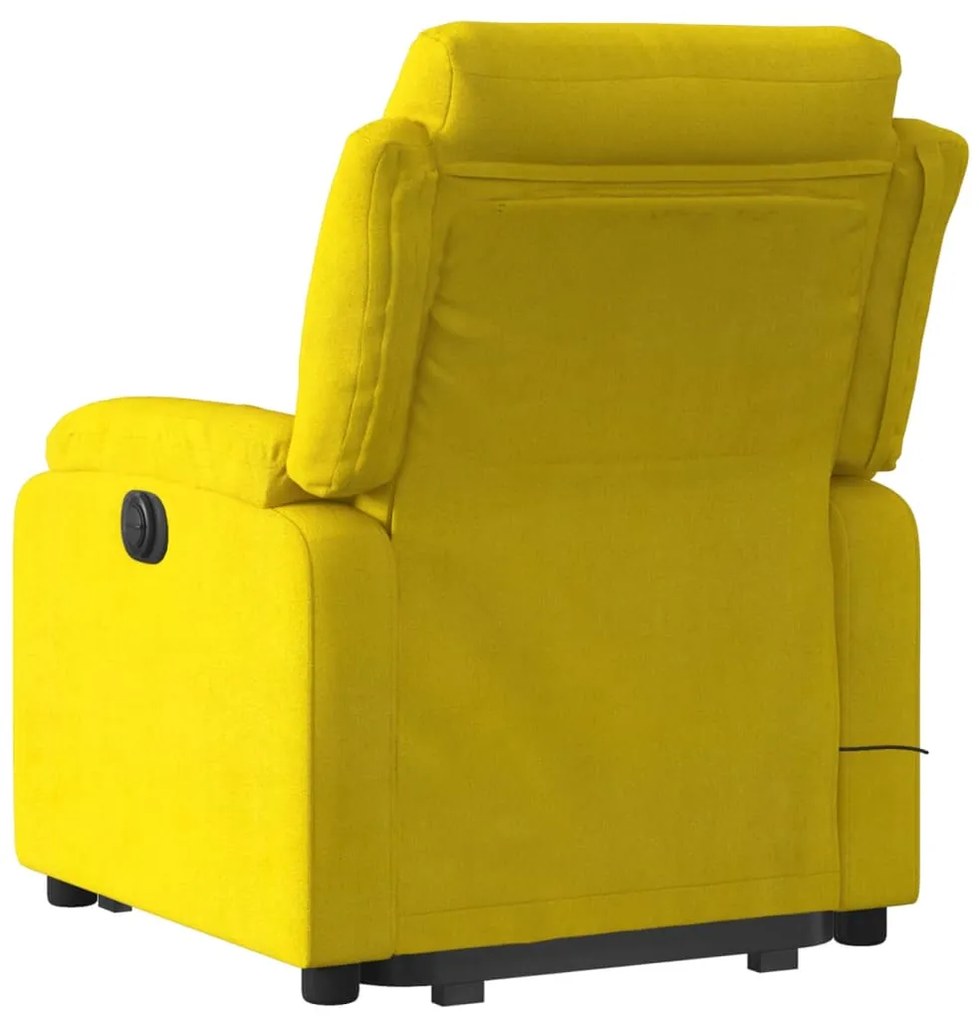 Poltrona massagens reclin. elevatória elétrica veludo amarelo