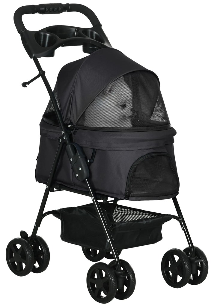 PawHut Carrinho para Cães Dobrável Carrinho para Cães Pequenos com Rod