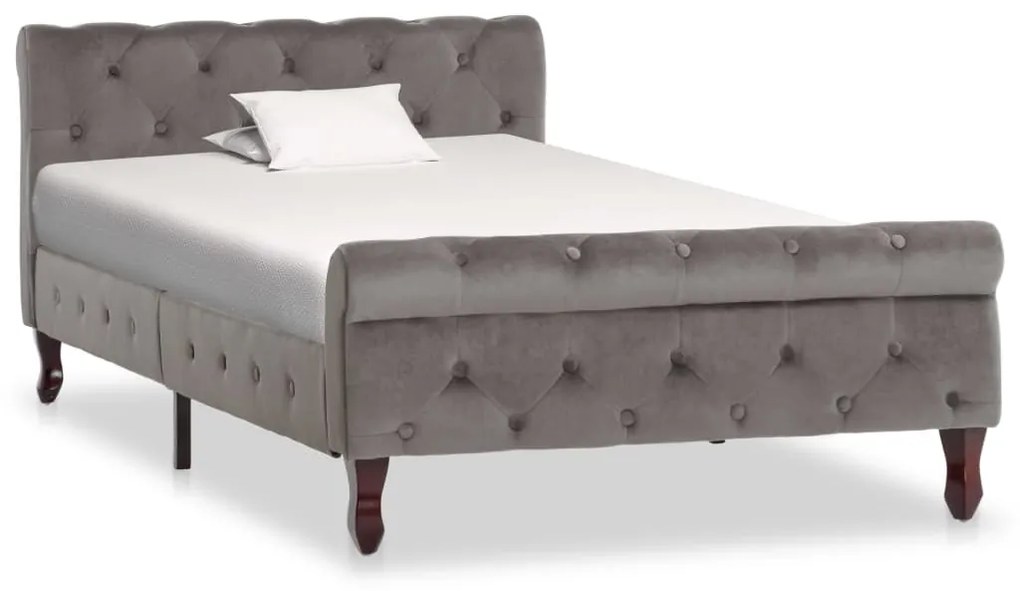 vidaXL Estrutura de cama 100x200 cm veludo cinzento