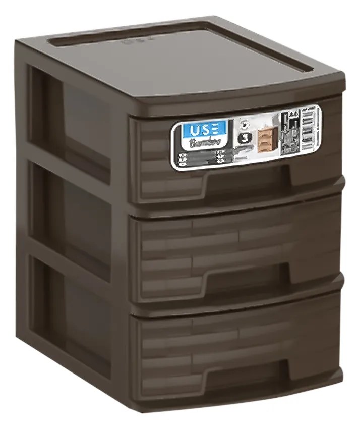 Caixa Organizadora 3 Gavetas Sand 17.5X13.5X18cm