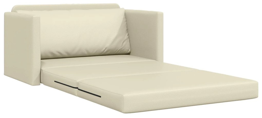 Sofá-camas 2-em-1 Creme 124x71x78 cm Couro Sintético