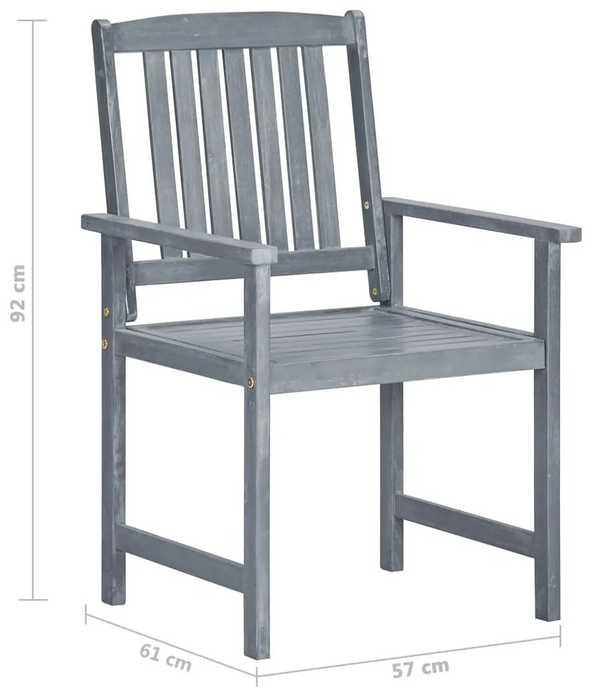 Cadeiras de jardim c/ almofadões 8 pcs acácia maciça cinzento