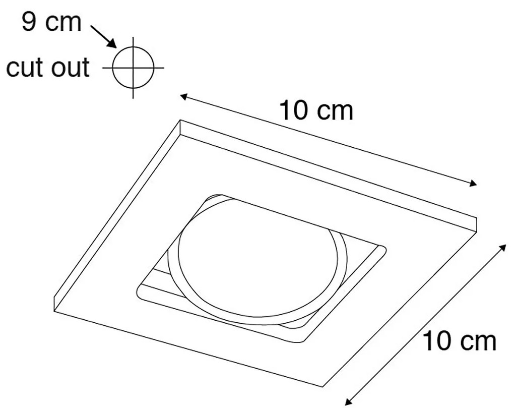 Conjunto de 3 holofotes modernos embutidos pretos ajustáveis - Qure Moderno,Design