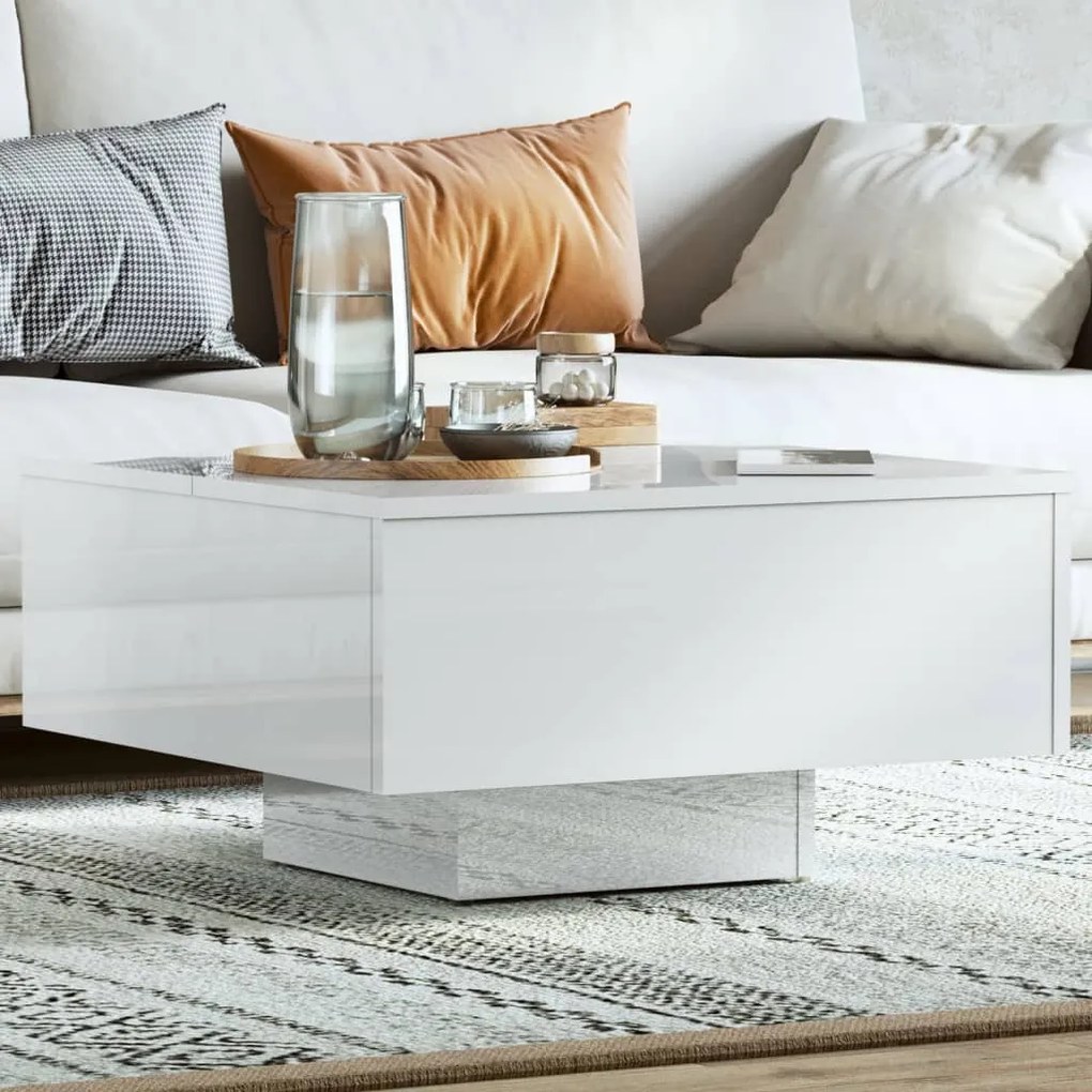 806891 vidaXL Mesa de centro 60x60x31,5 cm contraplacado branco brilhante