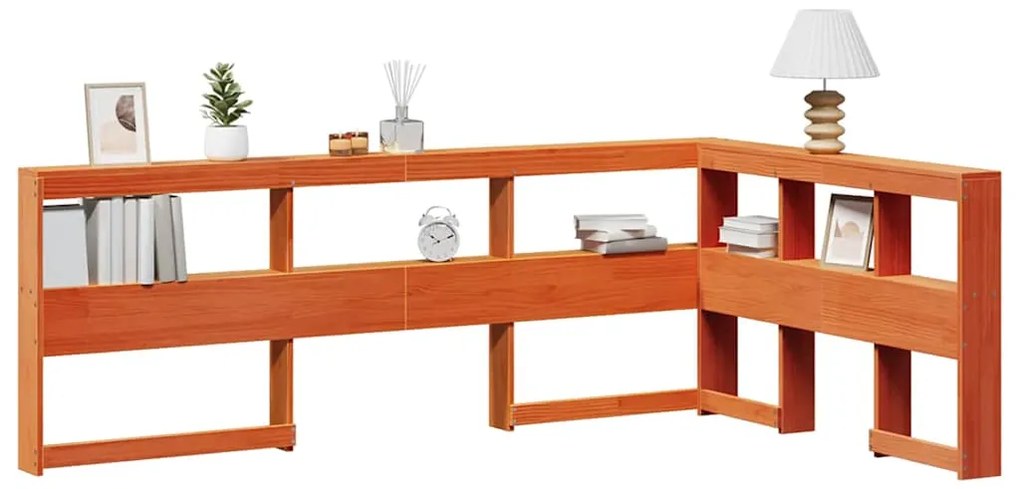 Estante cabeceira forma de L 120 cm pinho maciço castanho-mel
