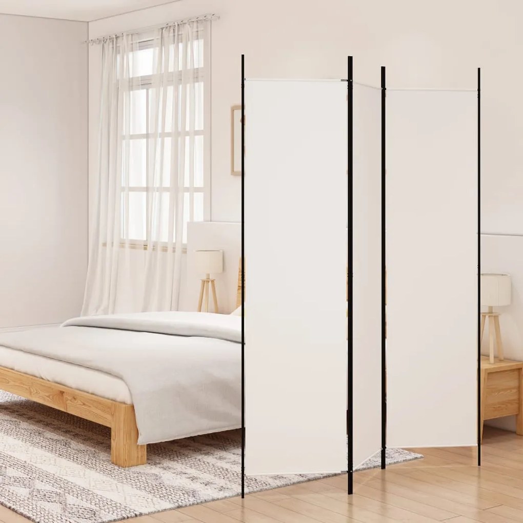 vidaXL Divisória/biombo com 3 painéis 150x200 cm tecido branco