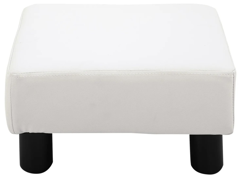 Apoio para os Pés Pufe Banco Pequeno Estofado em Pele Sintética com Assento Acolchoado e Pés de Plástico 40x30x24cm Branco