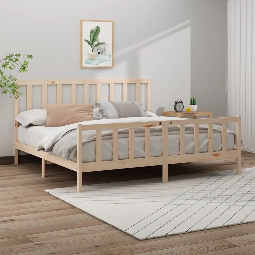 Cama sem colchão 200x200 cm madeira de pinho maciça