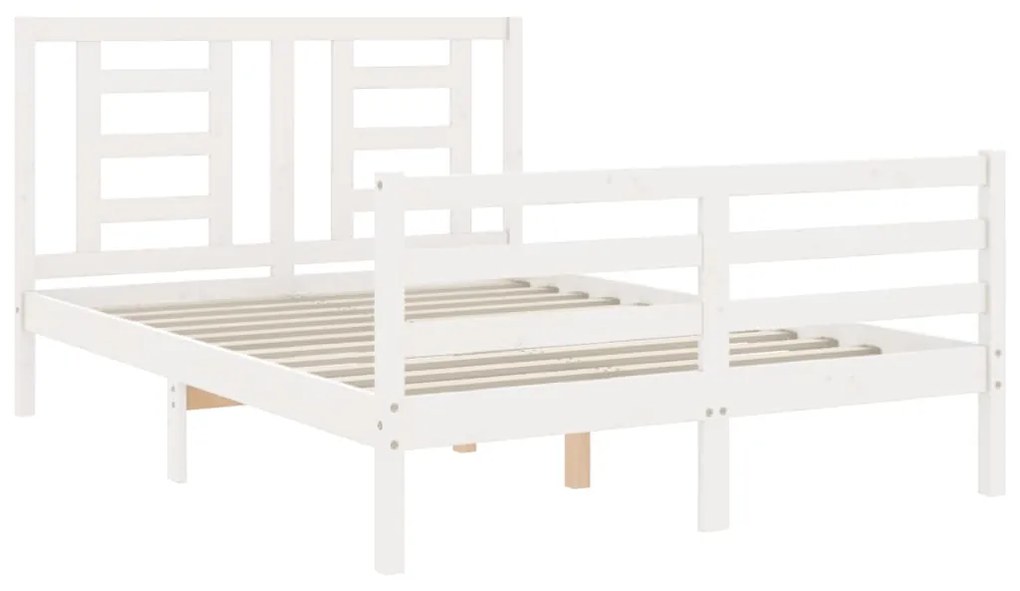 Estrutura de cama com cabeceira 120x200cm madeira maciça branco