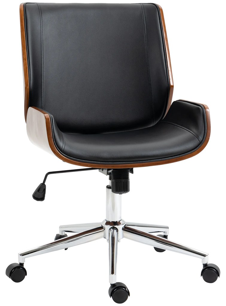 Vinsetto Cadeira de Escritório Operativa Giratória em PU com Altura Ajustável Função Inclinação 51x65,5x82-92cm Preto | Aosom Portugal