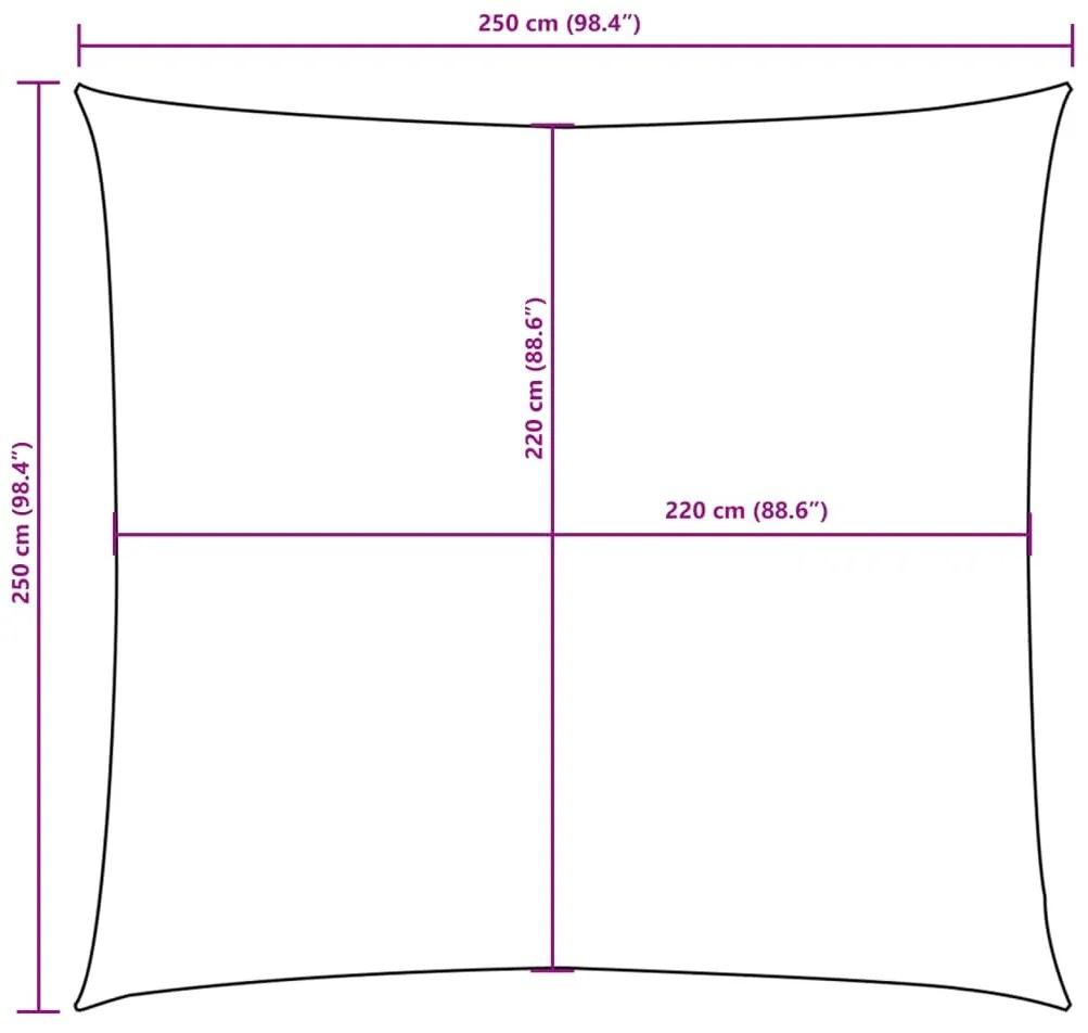 Para-sol estilo vela tecido oxford quadrado 2,5x2,5 m laranja