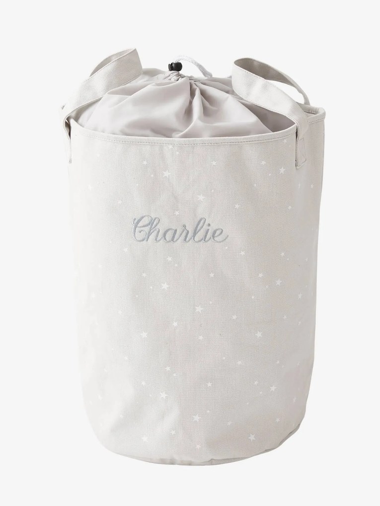 Cesto de roupa personalizável cinzento claro liso