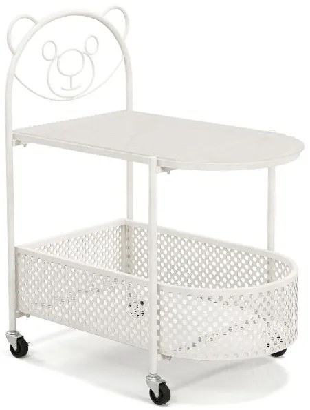 Mesa de centro móvel de vidro de 2 andares com padrão de urso - dourada