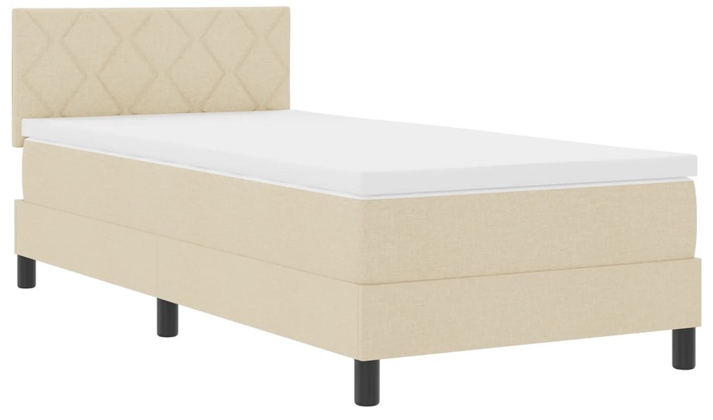 Cama Box Spring com Colchão Creme 90x200 cm Tecido