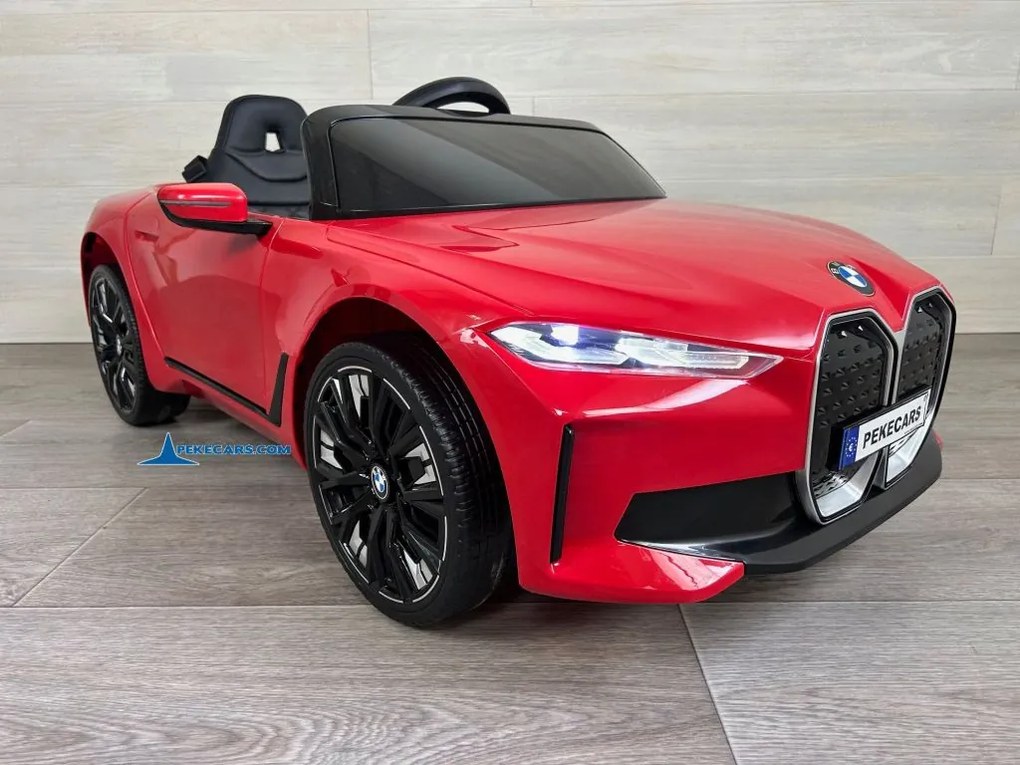 Carro elétrico para crianças BMW I4 12V 2.4G, Rodas borracha Vermelho