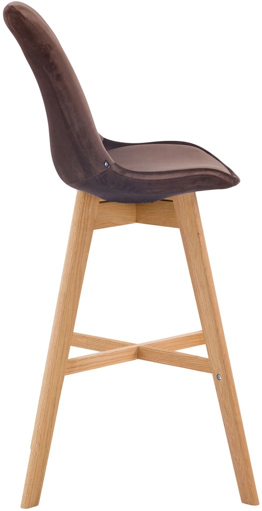 Banco de bar Cannes em veludo e com estrutura de Cor Natural 48 x 112 x 56 cm Castanho