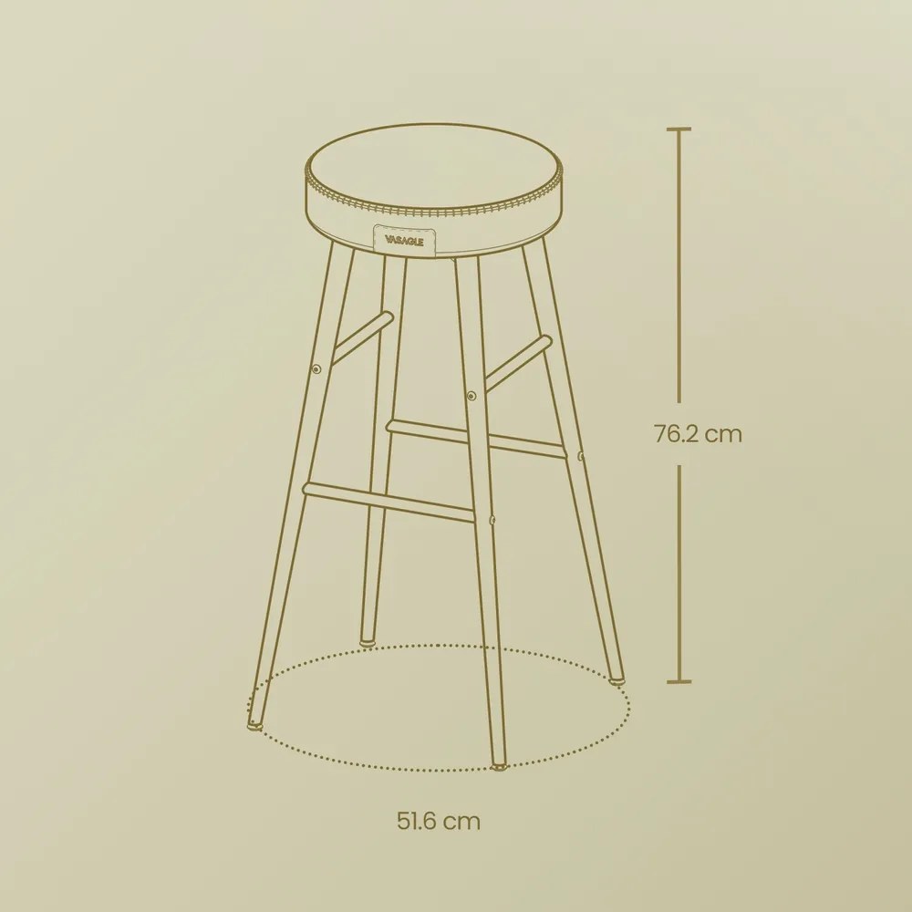 Conjunto de 2 bancos de bar 51,6 x 51,6 x 76,2 cm castanhos