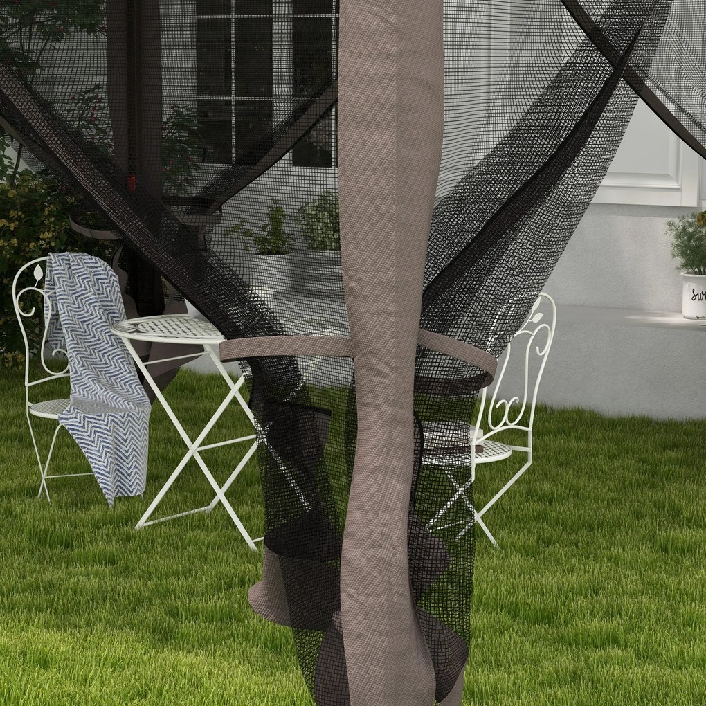Tenda Dobrável Exterior 325x325x270 cm Tenda de Jardim com Teto Duplo