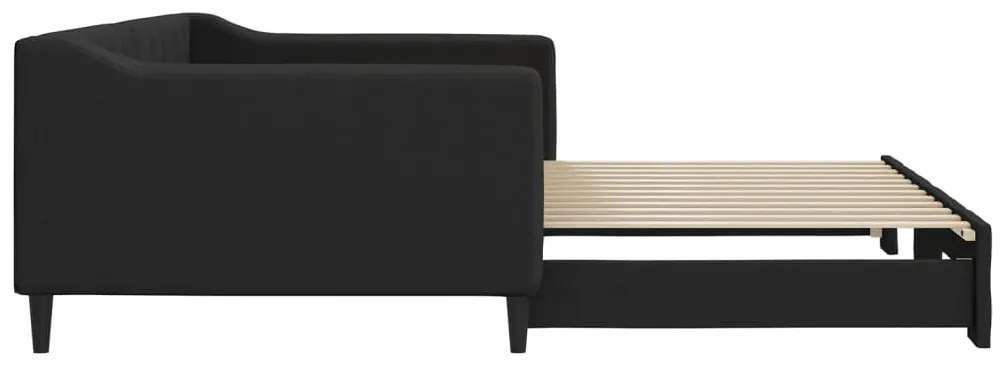 Sofá-cama com gavetão 100x200 cm tecido preto
