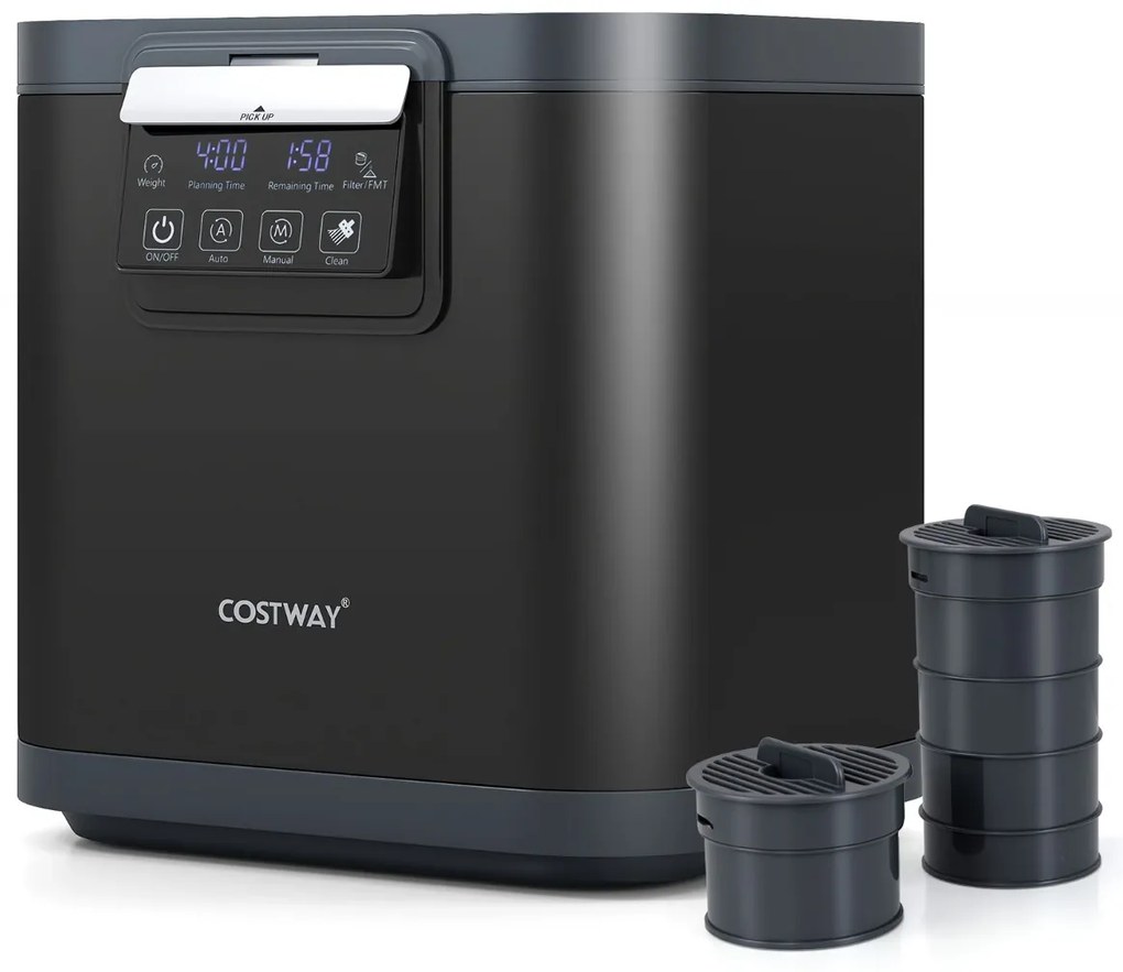 Compostador elétrico de 4 L para cozinha Máquina de compostagem inteligente com tampa autolimpante Ecrã LED preto