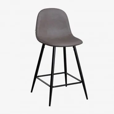 Pacote De 4 Bancos Altos Em Imitação De Couro Glamm Cinza Antracite & ↑65 Cm & Preto - Sklum